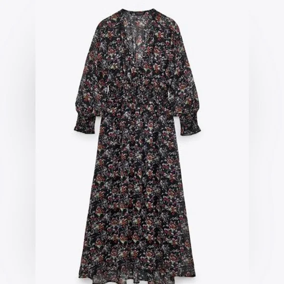 Zara | Dresses | Zara Floral Long Dress | Poshmark